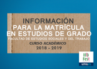 Información para la matrícula de estudios de grado 2018-2019