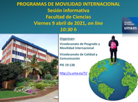 Sesión  informativa sobre Programas de Movilidad Internacional para estudiantes de la Facultad de Ciencias